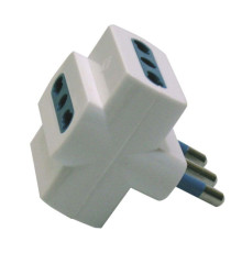 Adattatore triplo con spina 2P+T 16A - 3 prese bipasso 10/16A - MKC
