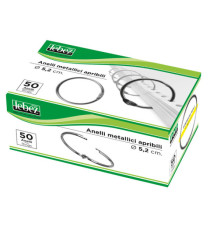 Anelli metallici - 5,2 cm - per rilegatura - Lebez - conf. 50 pezzi Anelli metallici - 5,2 cm - per rilegatura - Lebez - conf. 50 pezzi