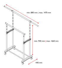 Appendiabiti su ruote Gastone - 2 barre - Perfetto Appendiabiti su ruote Gastone - 2 barre - Perfetto