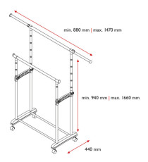 Appendiabiti su ruote Gastone - 2 barre - Perfetto Appendiabiti su ruote Gastone - 2 barre - Perfetto