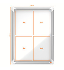 Bacheca per esterni - fondo magnetico bianco - 4 fogli A4 - verticale - Nobo