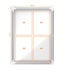 Bacheca per esterni - fondo magnetico bianco - 4 fogli A4 - verticale - Nobo