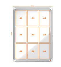 Bacheca per esterni - fondo magnetico bianco - 9 fogli A4 - verticale - Nobo