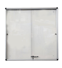 Bacheca per interni - con anta scorrevoli - fondo bianco magnetico - 12 fogli A4 - verticale - Starline