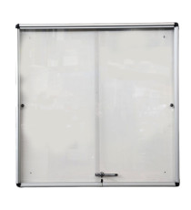 Bacheca per interni - con anta scorrevoli - fondo bianco magnetico - 12 fogli A4 - verticale - Starline