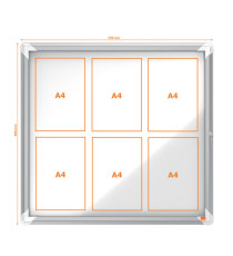 Bacheca per interni - fondo magnetico bianco - 6 fogli A4 - orizzontale - Nobo