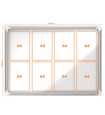 Bacheca per interni - fondo magnetico bianco - 8 fogli A4 - orizzontale - Nobo