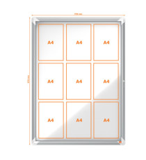 Bacheca per interni - fondo magnetico bianco - 9 fogli A4 - verticale - Nobo