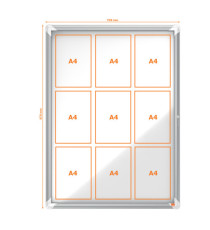 Bacheca per interni - fondo magnetico bianco - 9 fogli A4 - verticale - Nobo