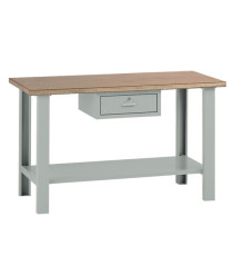 Banco da lavoro - con cassetto - 150 x 75 x 90 cm - grigio/legno - Tecnotelai Banco da lavoro - con cassetto - 150 x 75 x 90 cm - grigio/legno - Tecnotelai