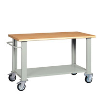 Banco da lavoro - con ruote - 200 x 75 x 90 cm - grigio/legno - Tecnotelai Banco da lavoro - con ruote - 200 x 75 x 90 cm - grigio/legno - Tecnotelai