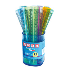 Barattolo 50 righelli - 15cm - colori trasparenti assortiti - Arda