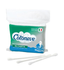 Bastoncini puliorecchie cotonati - carta biodegradabile - Cotoneve - busta da 160 pezzi