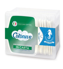 Bastoncini puliorecchie cotonati - Cotoneve - cofanetto da 200 pezzi
