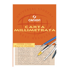 Blocco carta opaca millimetrata - 297x420mm - 10 fogli - 80gr - Canson Blocco carta opaca millimetrata - 297x420mm - 10 fogli - 80gr - Canson