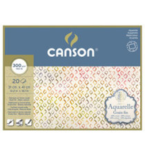 Blocco collato 4 lati Aquarelle - 31x41 cm - 300 gr - 20 fogli - grana fine - Canson Blocco collato 4 lati Aquarelle - 31x41 cm - 300 gr - 20 fogli - grana fine - Canson