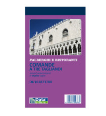 Blocco comande 3 tagliandi - copie autoricopianti - 16,8 x 10 cm - 25/25 fogli - DU161873T00 - Data Ufficio