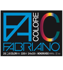Blocco FaColore - 24x33cm - 25 fogli - 220gr - 5 colori - Fabriano