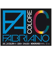 Blocco FaColore - 24x33cm - 25 fogli - 220gr - 5 colori - Fabriano