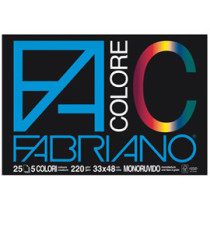 Blocco FaColore - 33x48cm - 25 fogli - 220gr - 5 colori - Fabriano