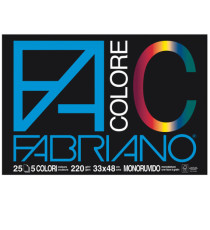 Blocco FaColore - 33x48cm - 25 fogli - 220gr - 5 colori - Fabriano