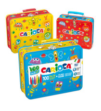 Valigetta in latta Color Kit - 100 pennarelli e album da colorare - Carioca Valigetta in latta Color Kit - 100 pennarelli e album da colorare - Carioca