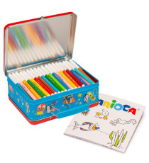 Valigetta in latta Color Kit - 100 pennarelli e album da colorare - Carioca Valigetta in latta Color Kit - 100 pennarelli e album da colorare - Carioca
