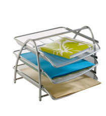 Vaschetta portacorrispondenza Mesh - 3 ripiani - 34 x 29 x 24,5 cm - rete metallica - argento - Alba Vaschetta portacorrispondenza Mesh - 3 ripiani - 34 x 29 x 24,5 cm - rete metallica - argento - Alba