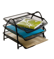 Vaschetta portacorrispondenza Mesh - 3 ripiani - 34 x 29 x 24,5 cm - rete metallica - nero - Alba Vaschetta portacorrispondenza Mesh - 3 ripiani - 34 x 29 x 24,5 cm - rete metallica - nero - Alba