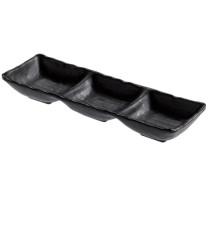 Vassoietto a tre scomparti - 27 x 9 x 3,5 cm - melamina - nero - Leone