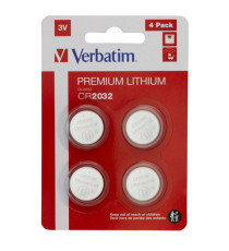 Micropile CR2032 - 3V - a pastiglia - litio - Verbatim - blister 4 pezzi