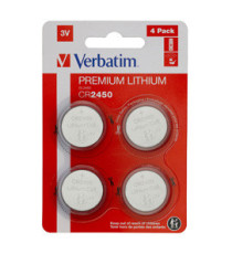 Micropile CR2450 - 3V - a pastiglia - litio - Verbatim - blister 4 pezzi