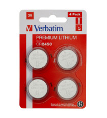 Micropile CR2450 - 3V - a pastiglia - litio - Verbatim - blister 4 pezzi