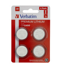 Micropile CR2450 - 3V - a pastiglia - litio - Verbatim - blister 4 pezzi
