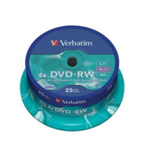 Verbatim - Confezione 25 DVD-RW - argento lucido - serigrafato - 43639 - 4,7GB Verbatim - Confezione 25 DVD-RW - argento lucido - serigrafato - 43639 - 4,7GB