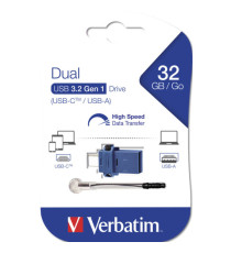 Verbatim - Memoria USB 3.0 Store 'N' Go Dual Drive - USB-A / USB-C - 32 GB - 49966 Verbatim - Memoria USB 3.0 Store 'N' Go Dual Drive - USB-A / USB-C - 32 GB - 49966