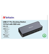 Verbatim - USB-C Pro Docking Station 15 Port - 32173 Verbatim - USB-C Pro Docking Station 15 Port - 32173
