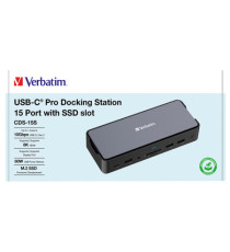 Verbatim - USB-C Pro Docking Station 15 Port - 32173 Verbatim - USB-C Pro Docking Station 15 Port - 32173