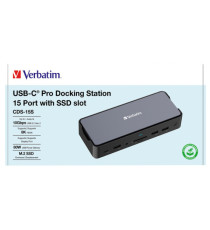 Verbatim - USB-C Pro Docking Station 15 Port - 32173 Verbatim - USB-C Pro Docking Station 15 Port - 32173
