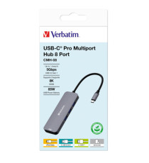 Verbatim - USB-C Pro Multiport Hub 8 Port - 32151 Verbatim - USB-C Pro Multiport Hub 8 Port - 32151