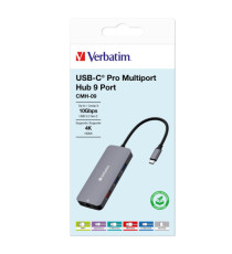 Verbatim - USB-C Pro Multiport Hub 9 Port - 32152 Verbatim - USB-C Pro Multiport Hub 9 Port - 32152