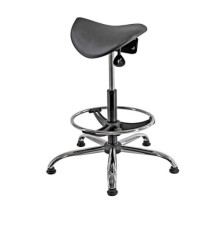 Sedia tecnica a sella E19W - con poggiapiedi telescopico - piedini in gomma - nero/acciaio - Unisit Sedia tecnica a sella E19W - con poggiapiedi telescopico - piedini in gomma - nero/acciaio - Unisit