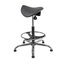 Sedia tecnica a sella E19W - con poggiapiedi telescopico - piedini in gomma - nero/acciaio - Unisit Sedia tecnica a sella E19W - con poggiapiedi telescopico - piedini in gomma - nero/acciaio - Unisit