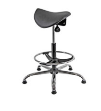 Sedia tecnica a sella E19W - con poggiapiedi telescopico - piedini in gomma - nero/acciaio - Unisit Sedia tecnica a sella E19W - con poggiapiedi telescopico - piedini in gomma - nero/acciaio - Unisit