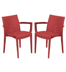 Sedia Venice - con braccioli - 59 x 51 x 80 cm - polipropilene - rosso - Grandsoleil - conf. 2 pezzi Sedia Venice - con braccioli - 59 x 51 x 80 cm - polipropilene - rosso - Grandsoleil - conf. 2 pezzi