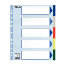 Separatore - 5 tasti colorati - PP - A4 maxi - 24,5x29,7 cm - multicolore - Esselte Separatore - 5 tasti colorati - PP - A4 maxi - 24,5x29,7 cm - multicolore - Esselte