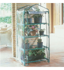 Serra Azalea - 4 ripiani - 70 x 50 x 158 cm - acciaio verniciato/PVC - verde/trasparente - Verdemax