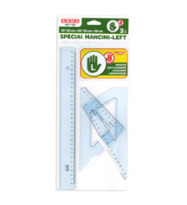 Set disegno per mancini - riga 30cm - squadre 45/60gradi  - Arda
