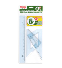 Set disegno per mancini - riga 30cm - squadre 45/60gradi  - Arda