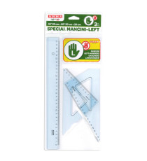 Set disegno per mancini - riga 30cm - squadre 45/60gradi  - Arda